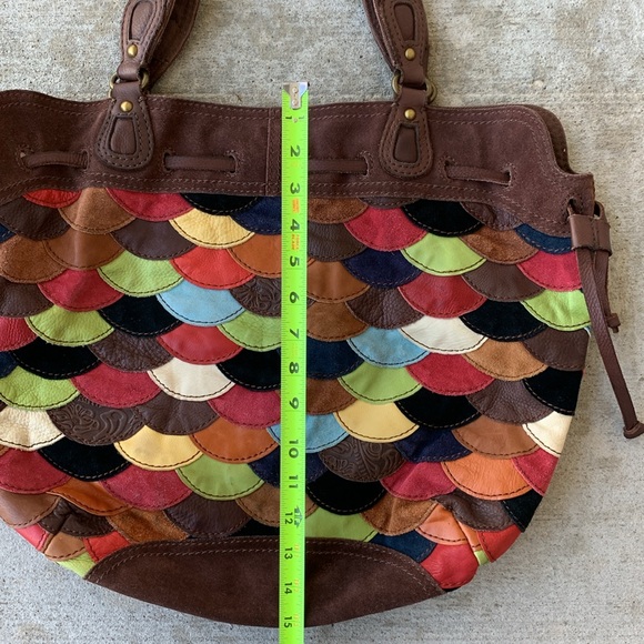 Lucky Brand Scalloped Patchwork Boho Suede Purse - Picture 5 of 16